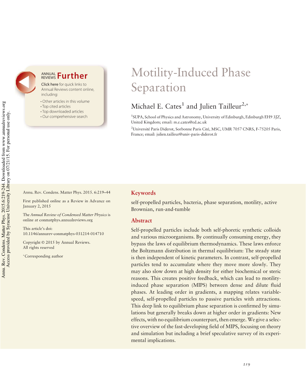 Motility-Induced Phase Separation