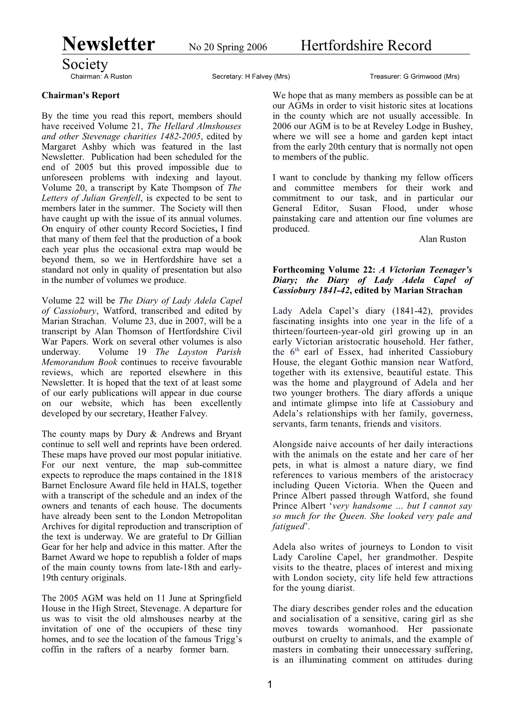 Newsletter No 17 Spring 2003 Hertfordshire Record Society