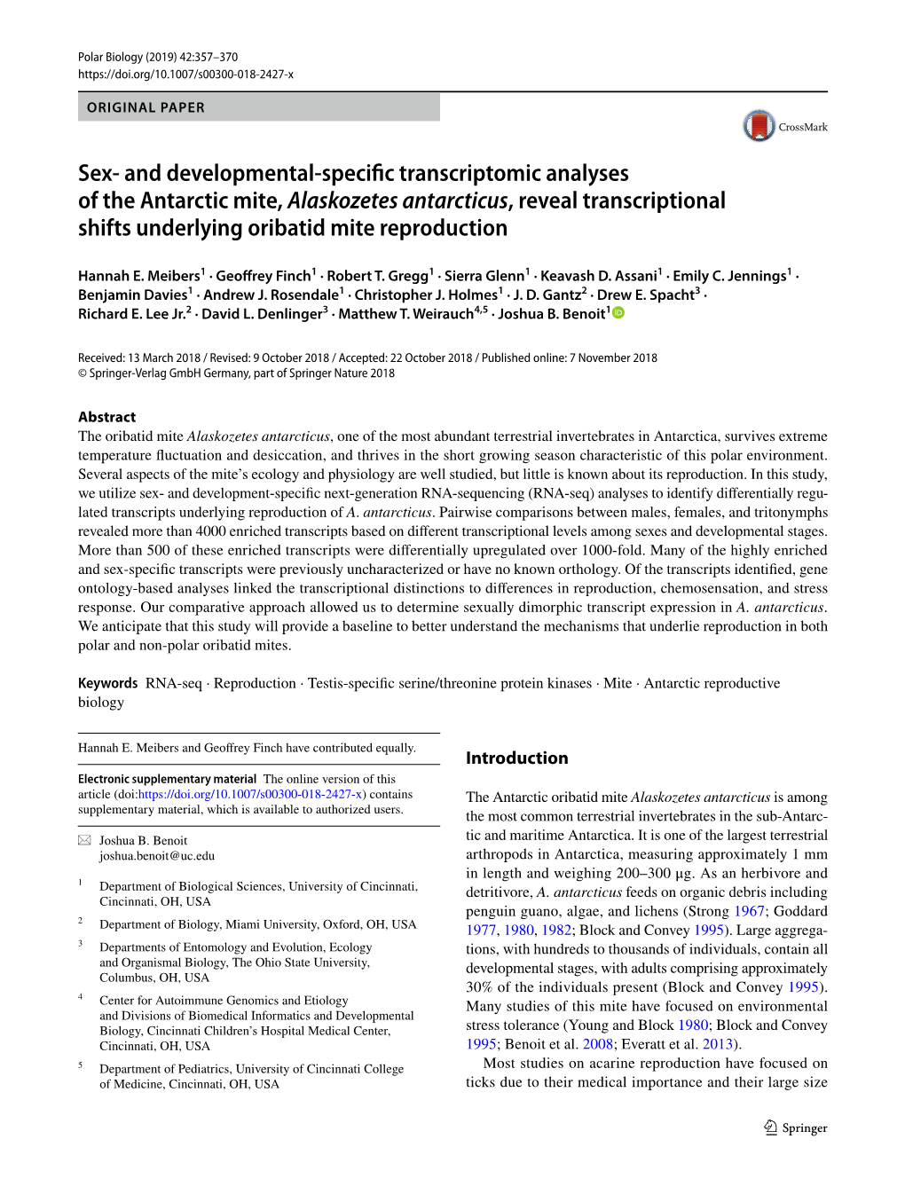 Sex- and Developmental-Specific Transcriptomic Analyses of The