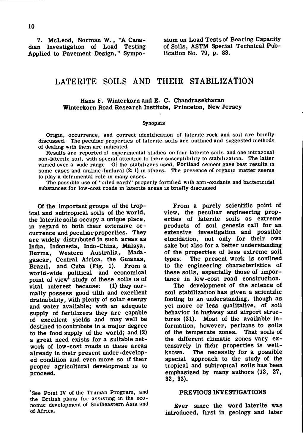 Laterite Soils and Their Stabilization