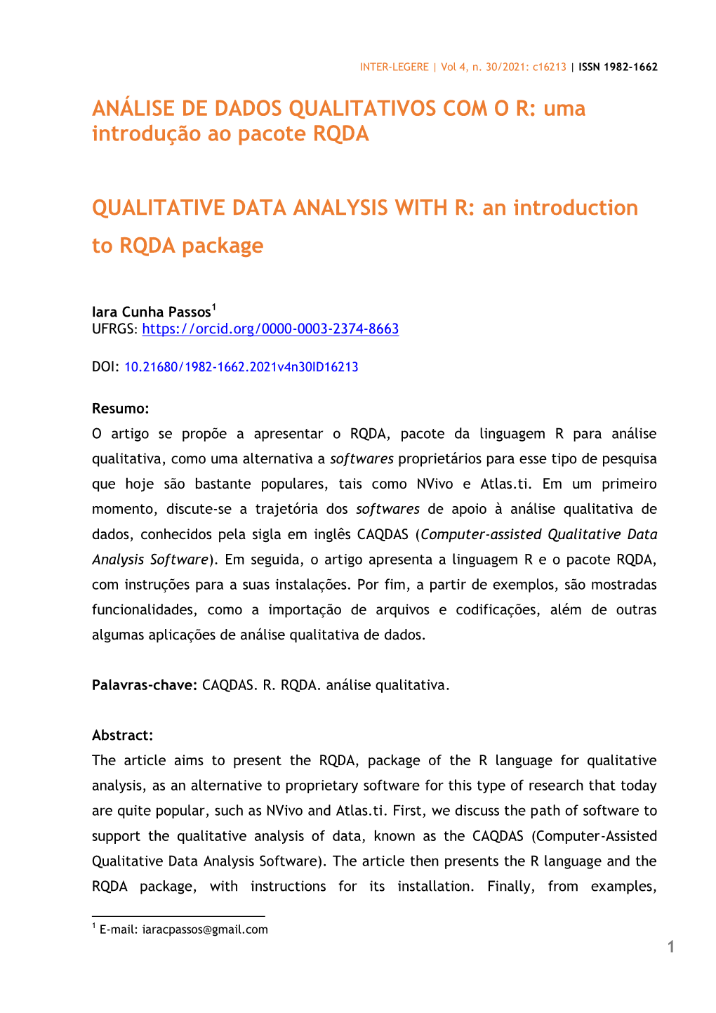 Uma Introdução Ao Pacote RQDA QUALITATIVE DATA ANALYSIS