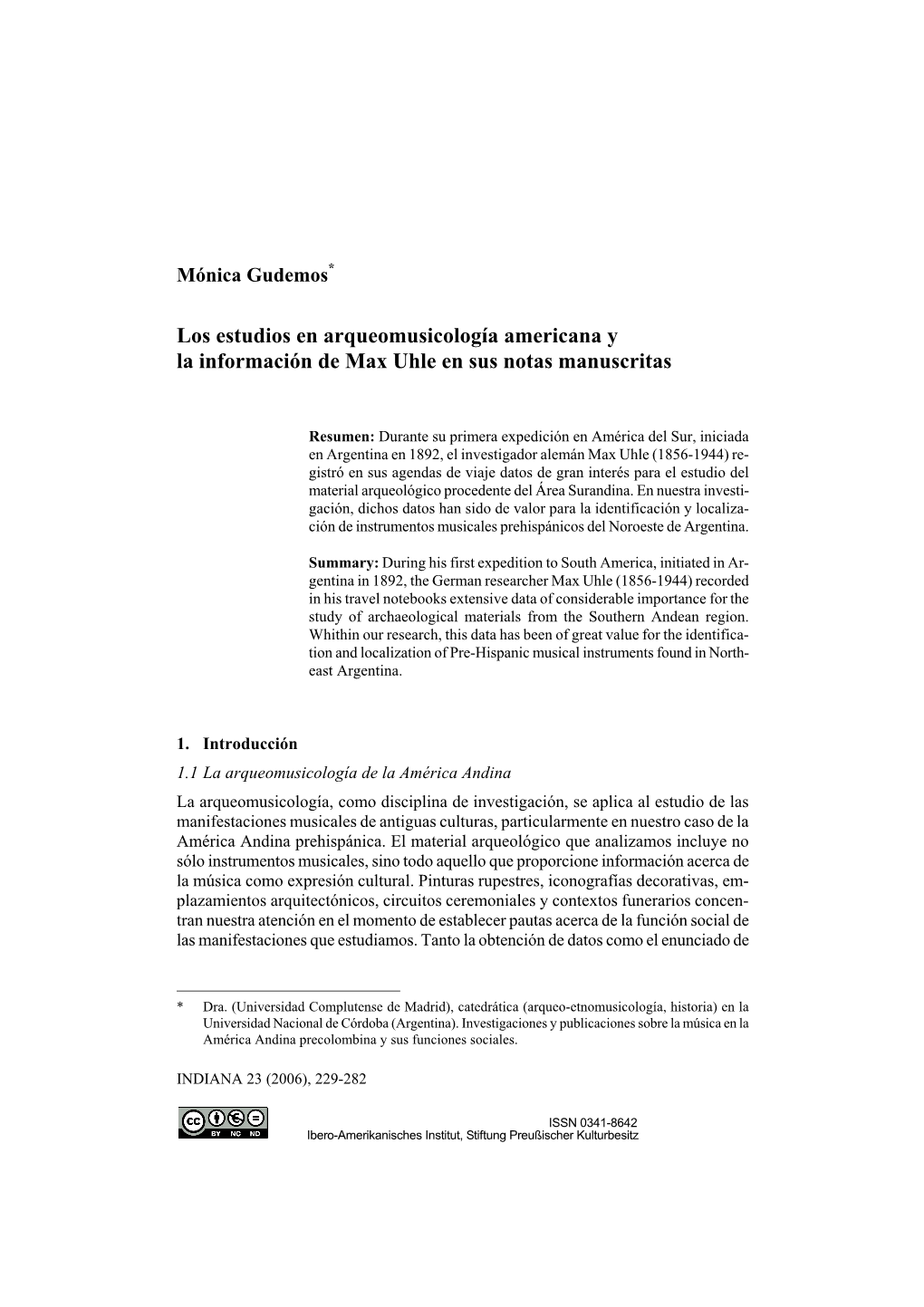 Los Estudios En Arqueomusicología Americana Y La Información De Max Uhle En Sus Notas Manuscritas