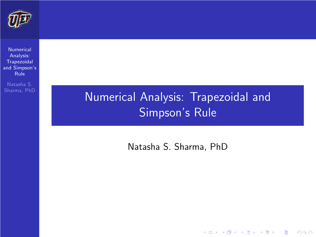 Numerical Analysis: Trapezoidal and Simpson's Rule -.: Mathematical Sciences : UTEP