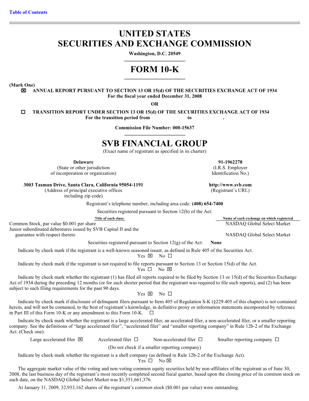 United States Securities and Exchange Commission Form