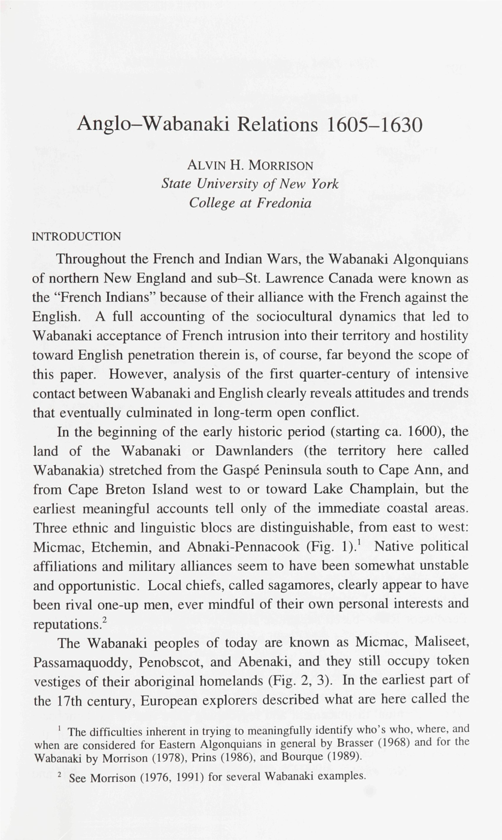 Anglo-Wabanaki Relations 1605-1630