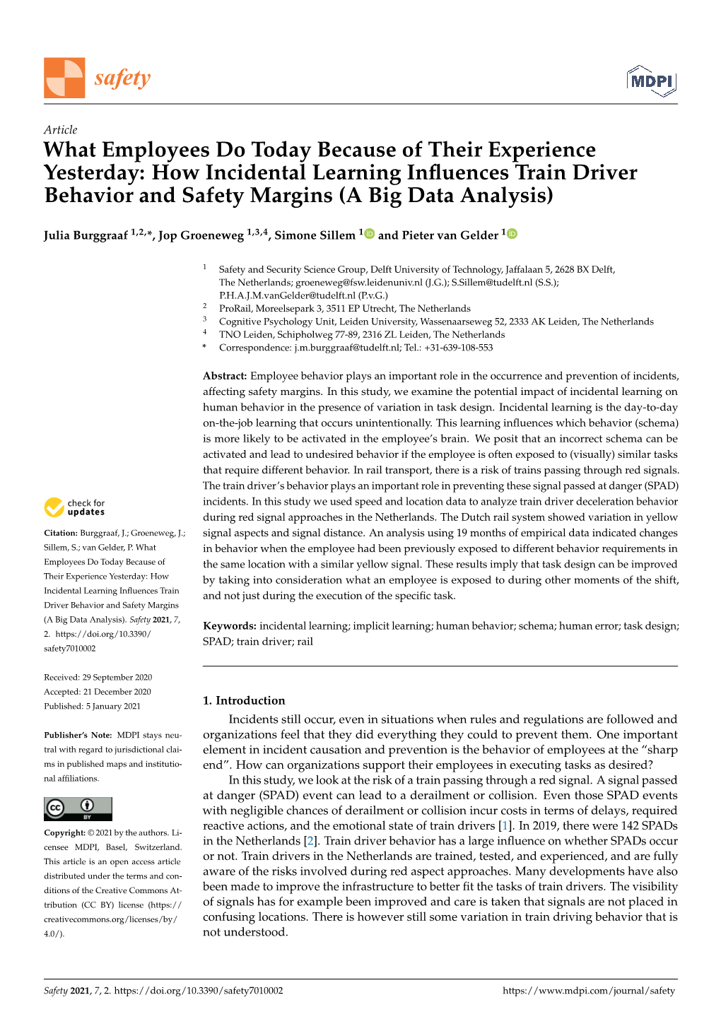 How Incidental Learning Influences Train Driver Behavior and Safe