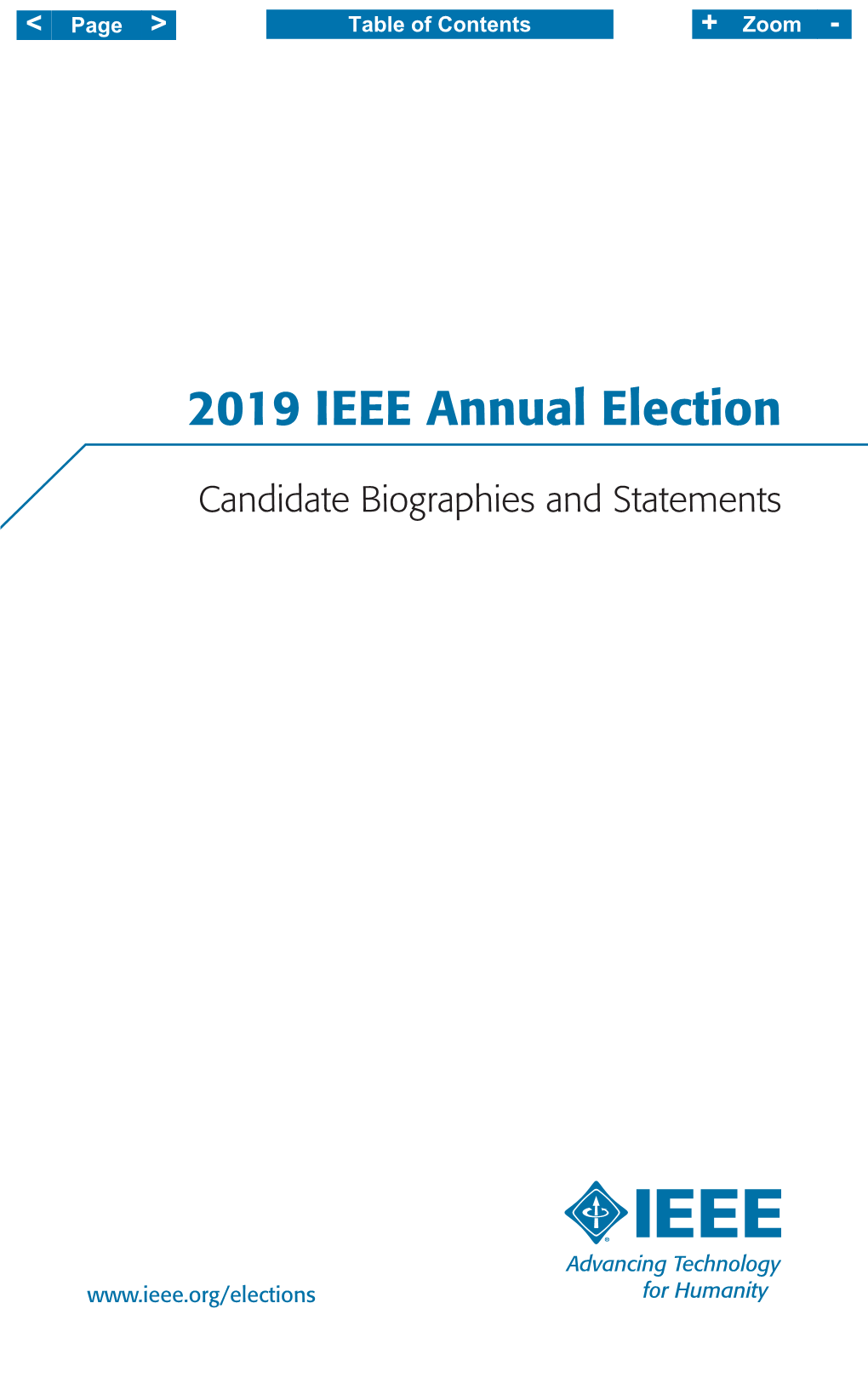 2019 IEEE Annual Election Candidate Biographies and Statements