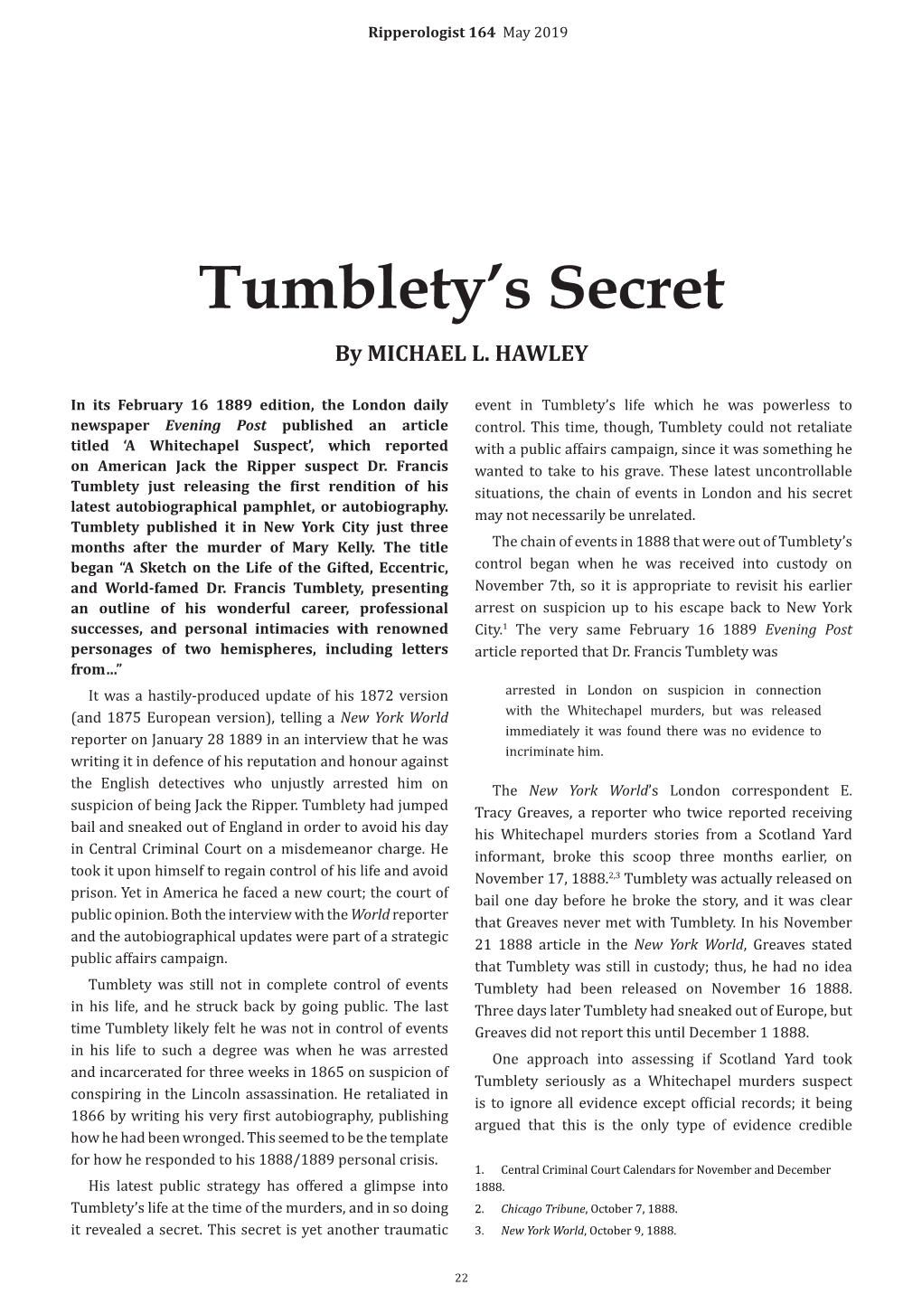 Tumblety's Secret