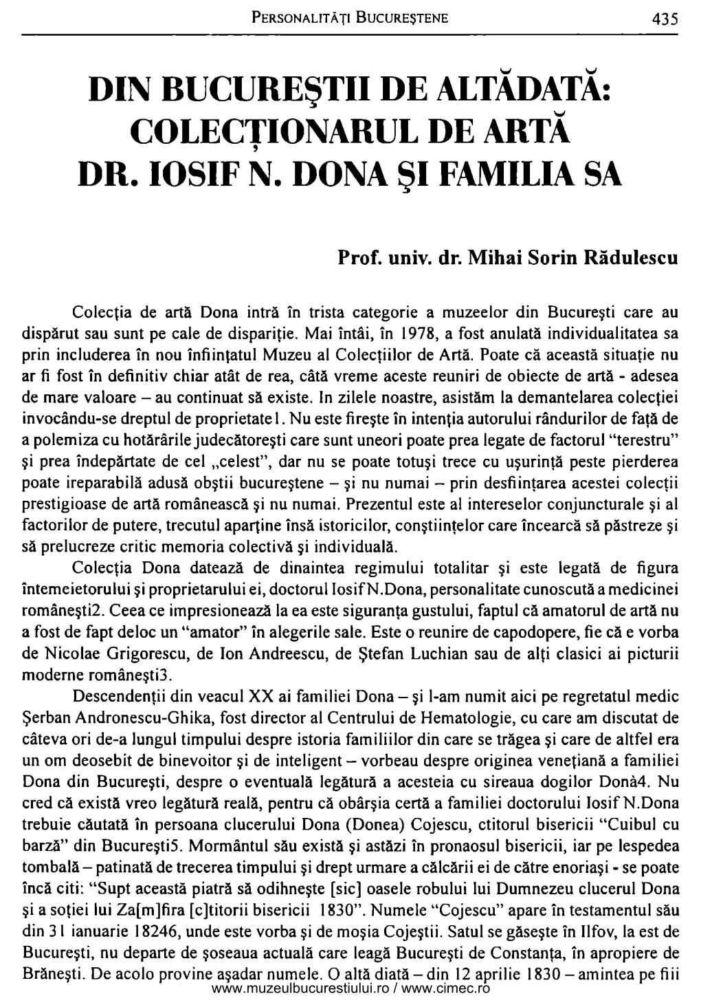 Colectionarul De Artă Dr. Iosif N. Dona Şi Familia Sa