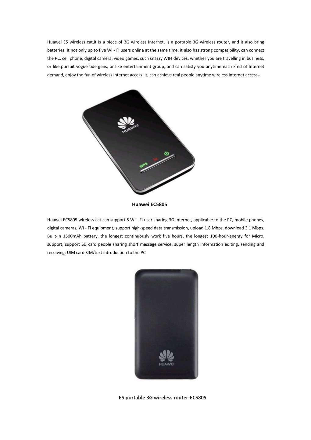 Huawei EC5805 E5 Portable 3G Wireless Router-EC5805