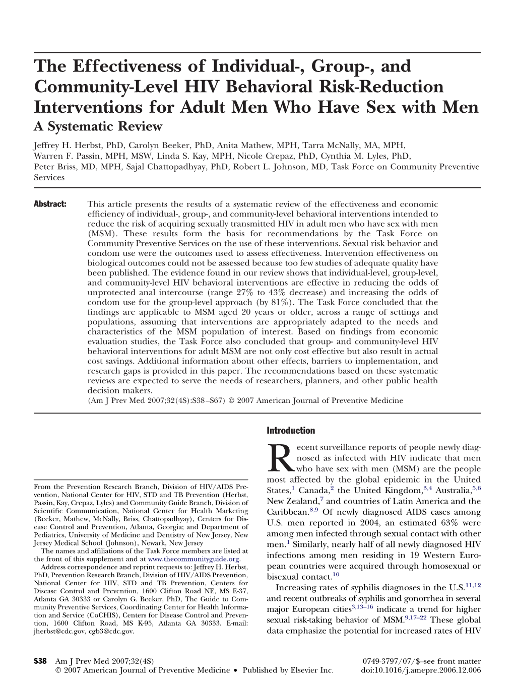 The Effectiveness of Individual-, Group-, and Community-Level HIV