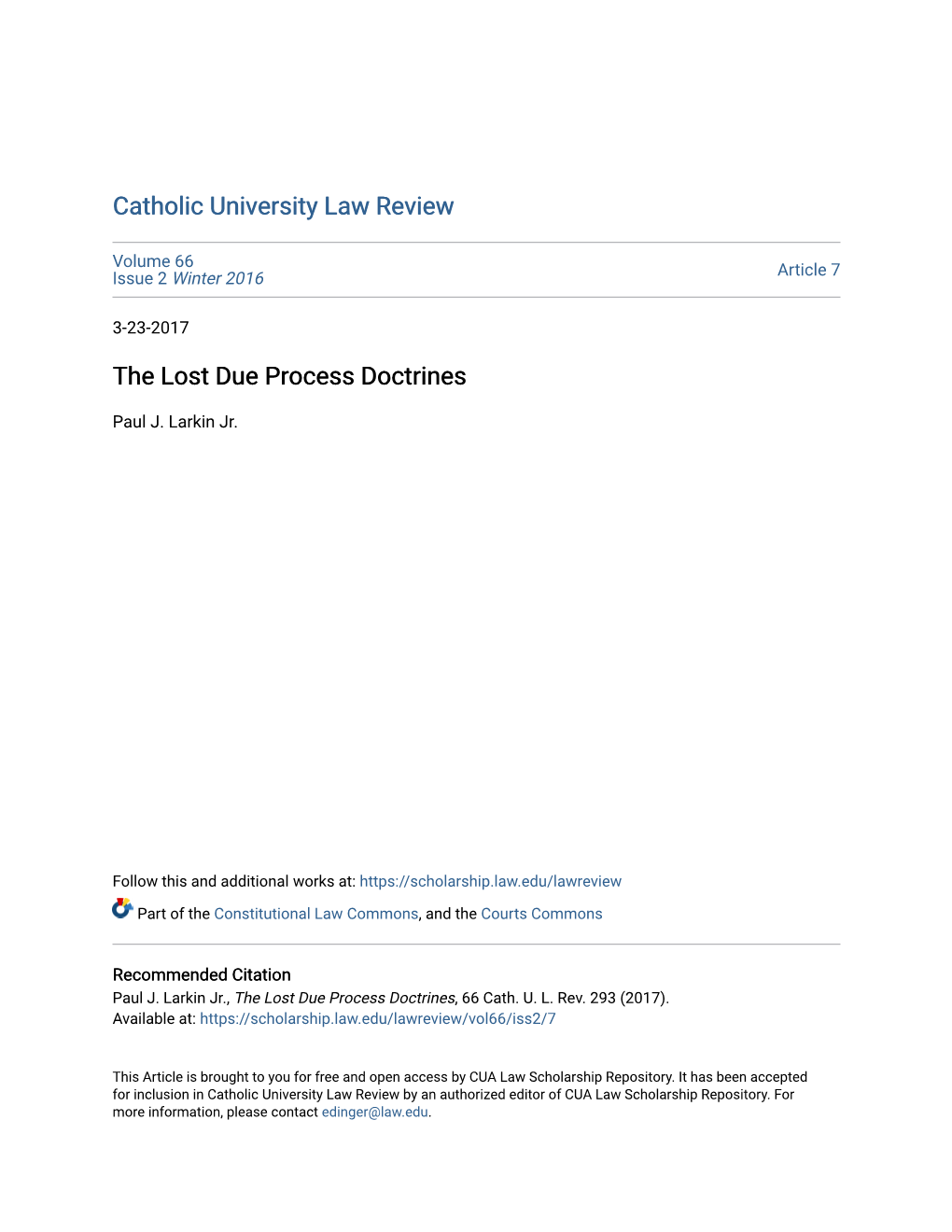 The Lost Due Process Doctrines