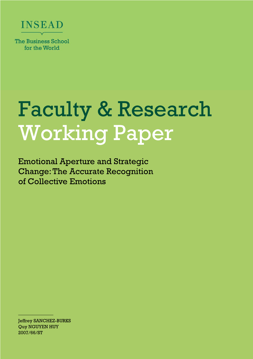 Faculty & Research Working Paper