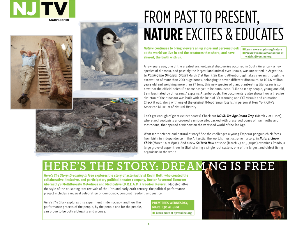 March 2016 from Past to Present, Nature Excites & Educates