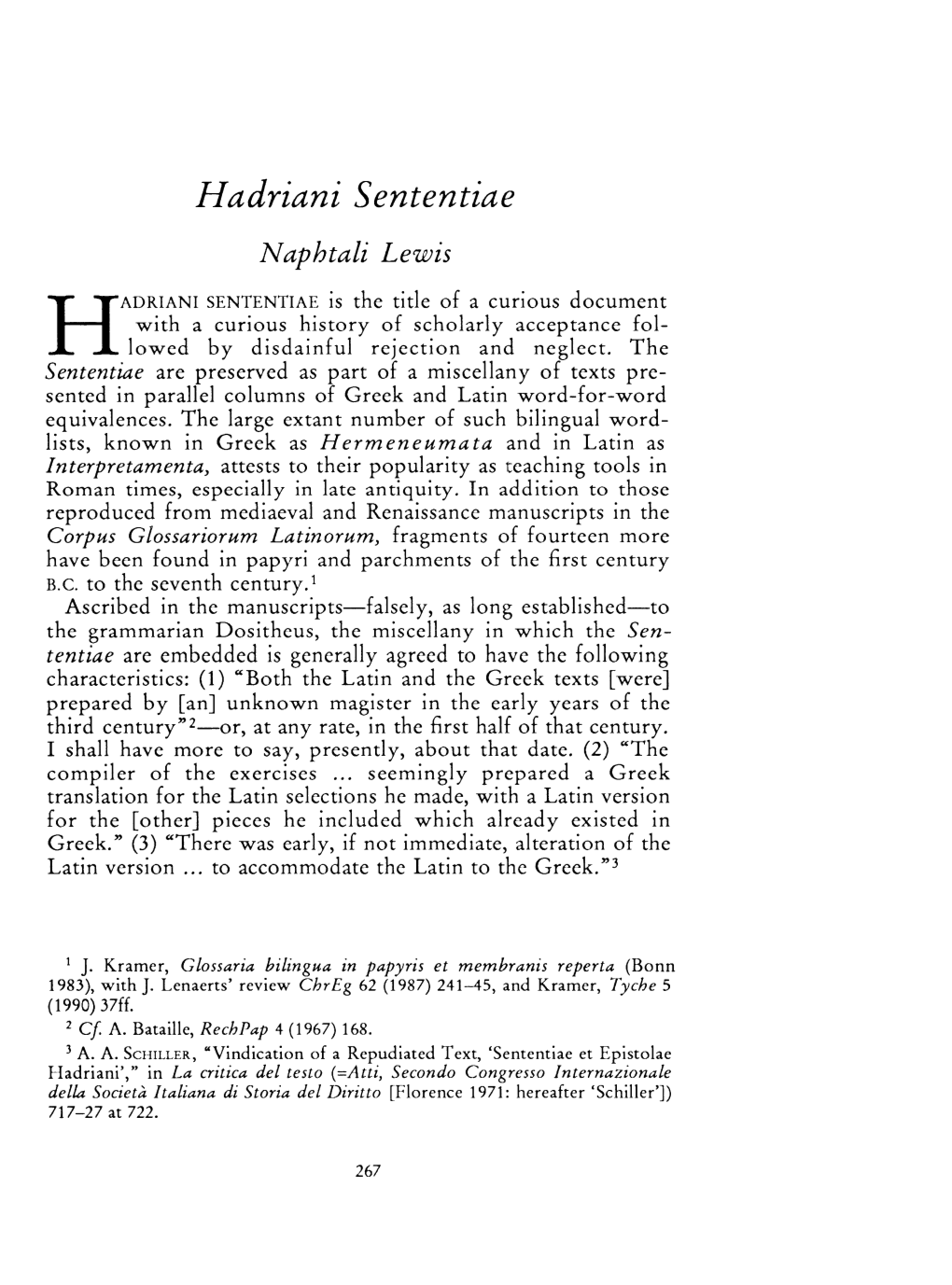 Hadriani Sententiae , Greek, Roman and Byzantine Studies, 32:3 (1991:Autumn) P.267