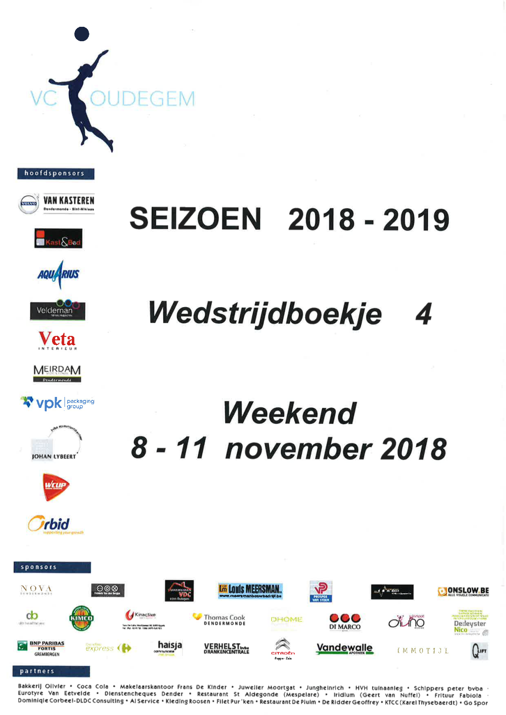 Wedstrijdboekje 4 – Weekend 8-11 November 2018