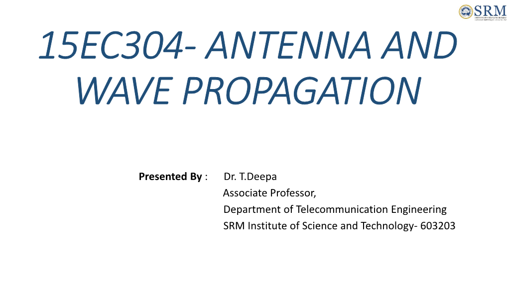 RADIO WAVE PROPAGATION (Topics)