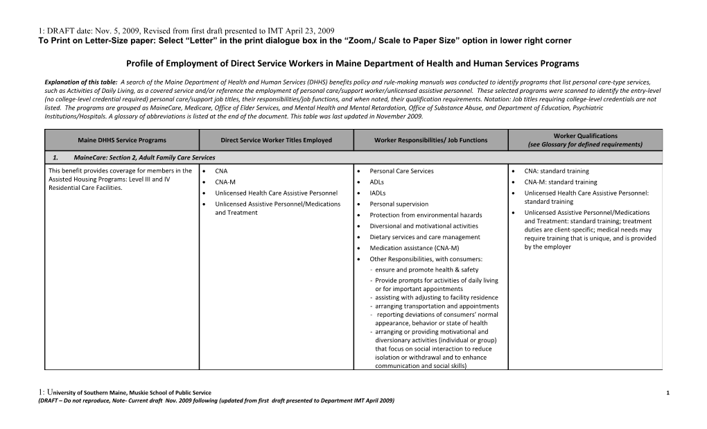 Pulled DCW Qualifications from Maine Medicaid Manual