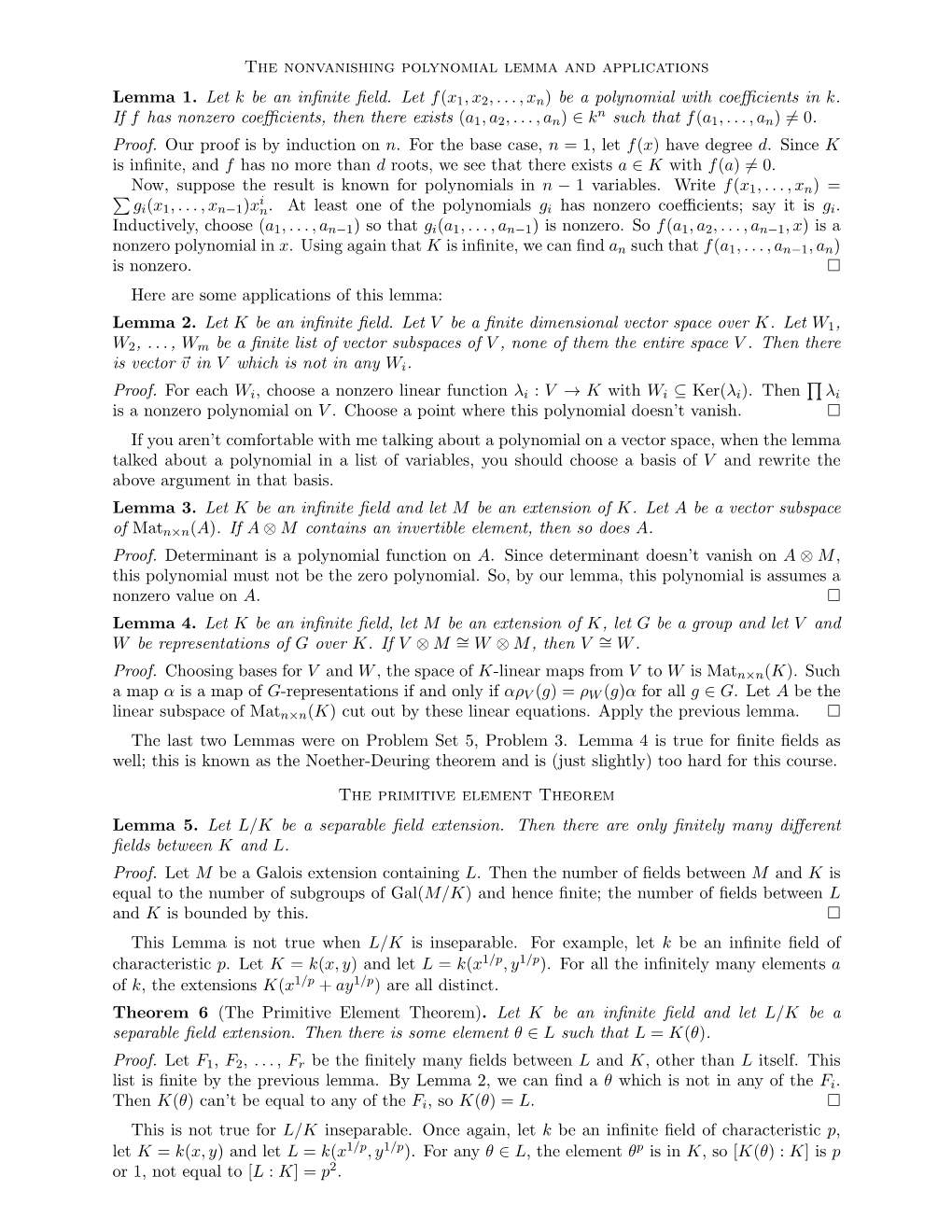 The Normal Basis Theorem and the Primitive Element Theorem