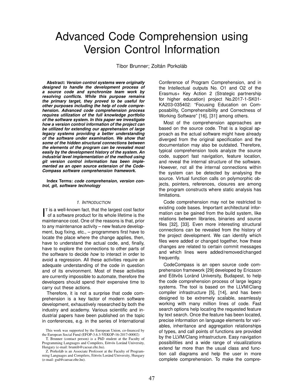 Brunner, Tibor and Porkolab, Zoltan Advanced Code Comprehension