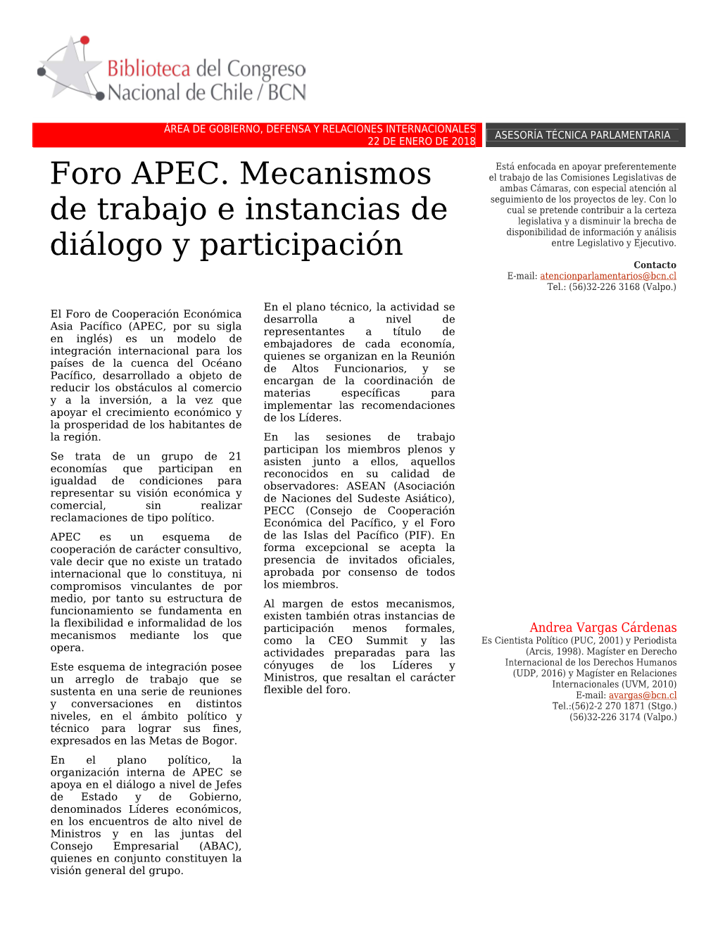 Foro APEC. Mecanismos De Trabajo E Instancias De Diálogo Y Participación