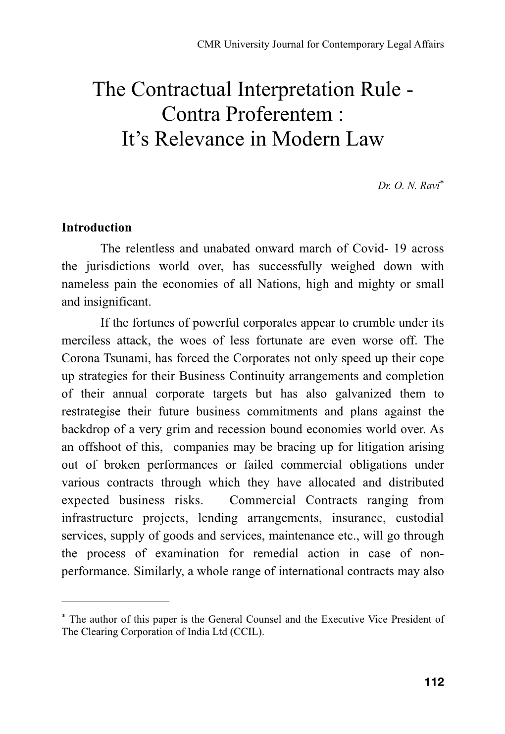 Contra Proferentem : It’S Relevance in Modern Law