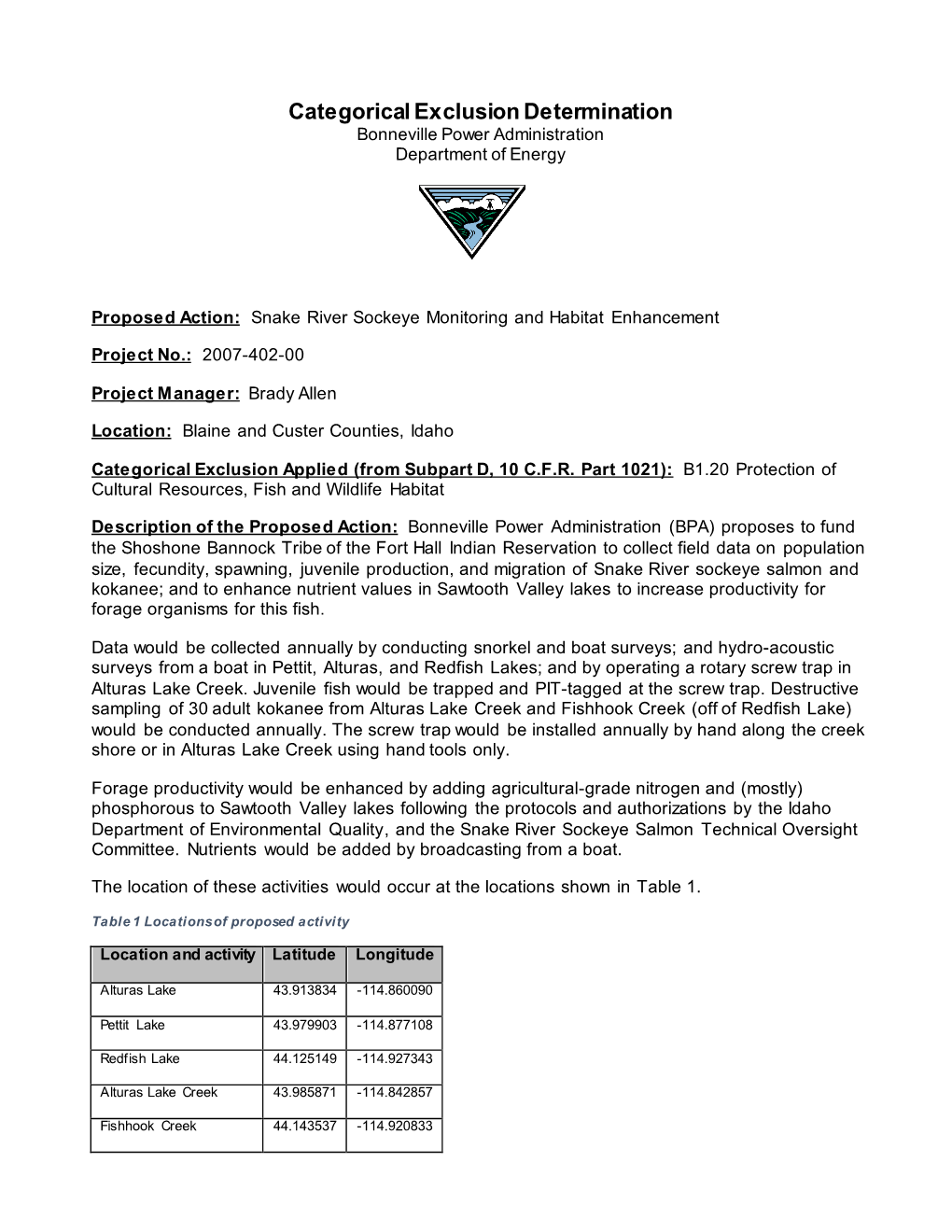 Snake River Sockeye Monitoring and Habitat Enhancement