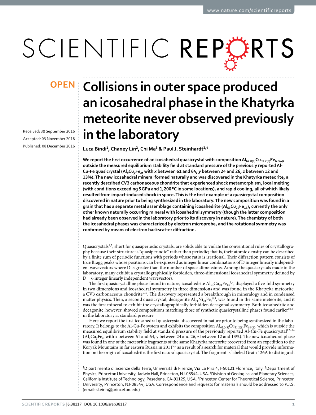 Collisions in Outer Space Produced an Icosahedral Phase in the Khatyrka