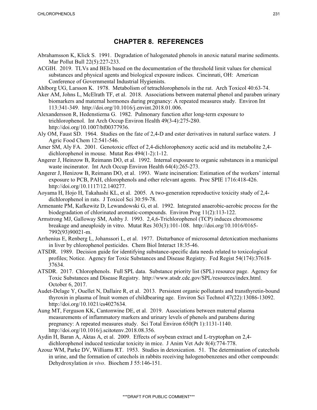 Toxicological Profile for Chlorophenols