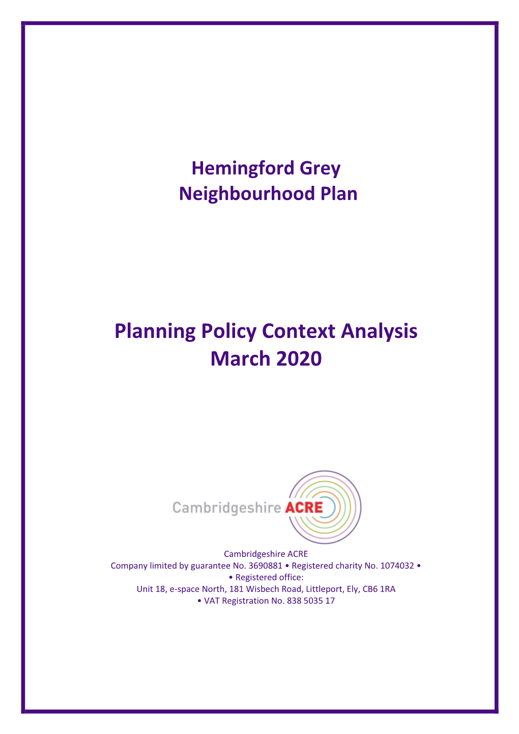 Planning Policy Context Analysis March 2020
