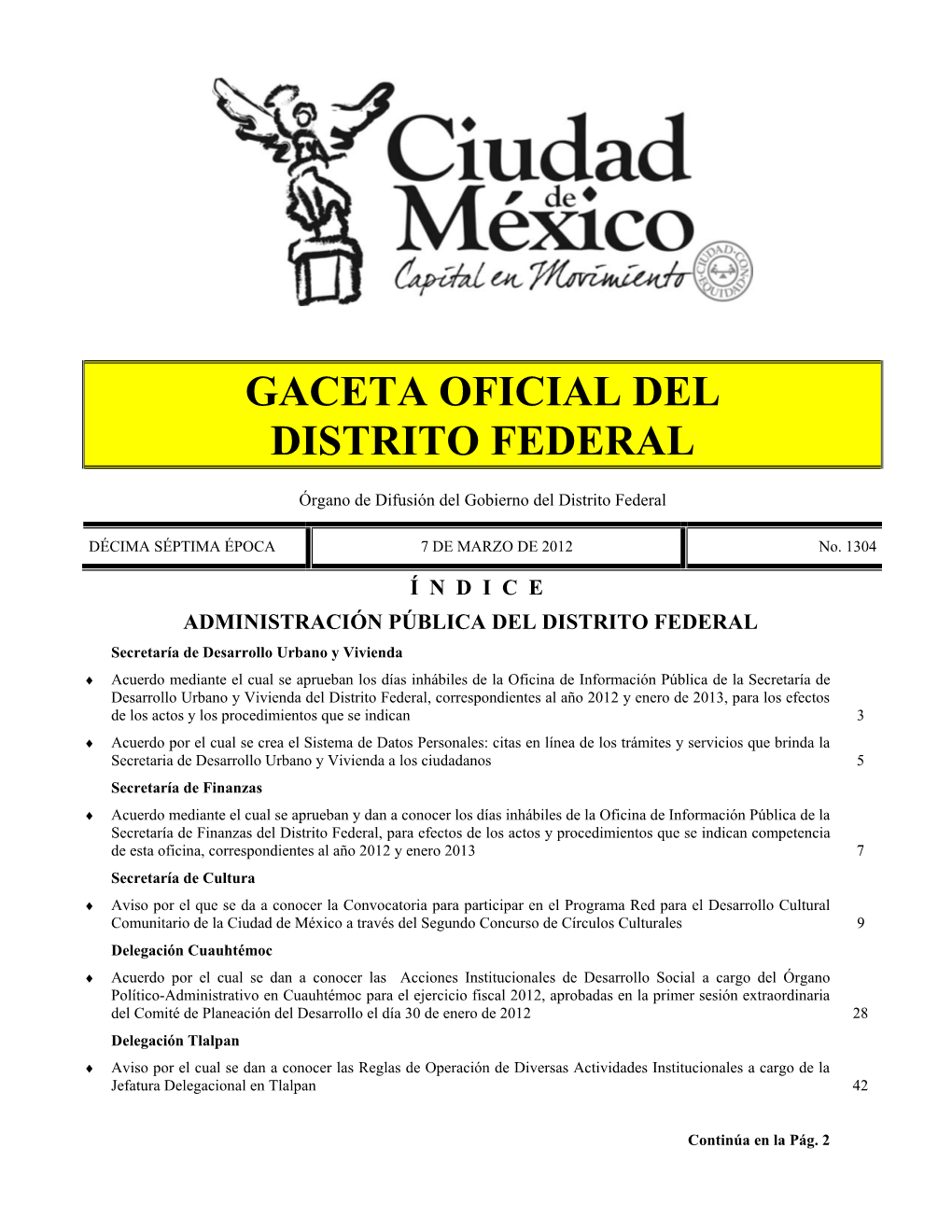 Gaceta Oficial Del Distrito Federal