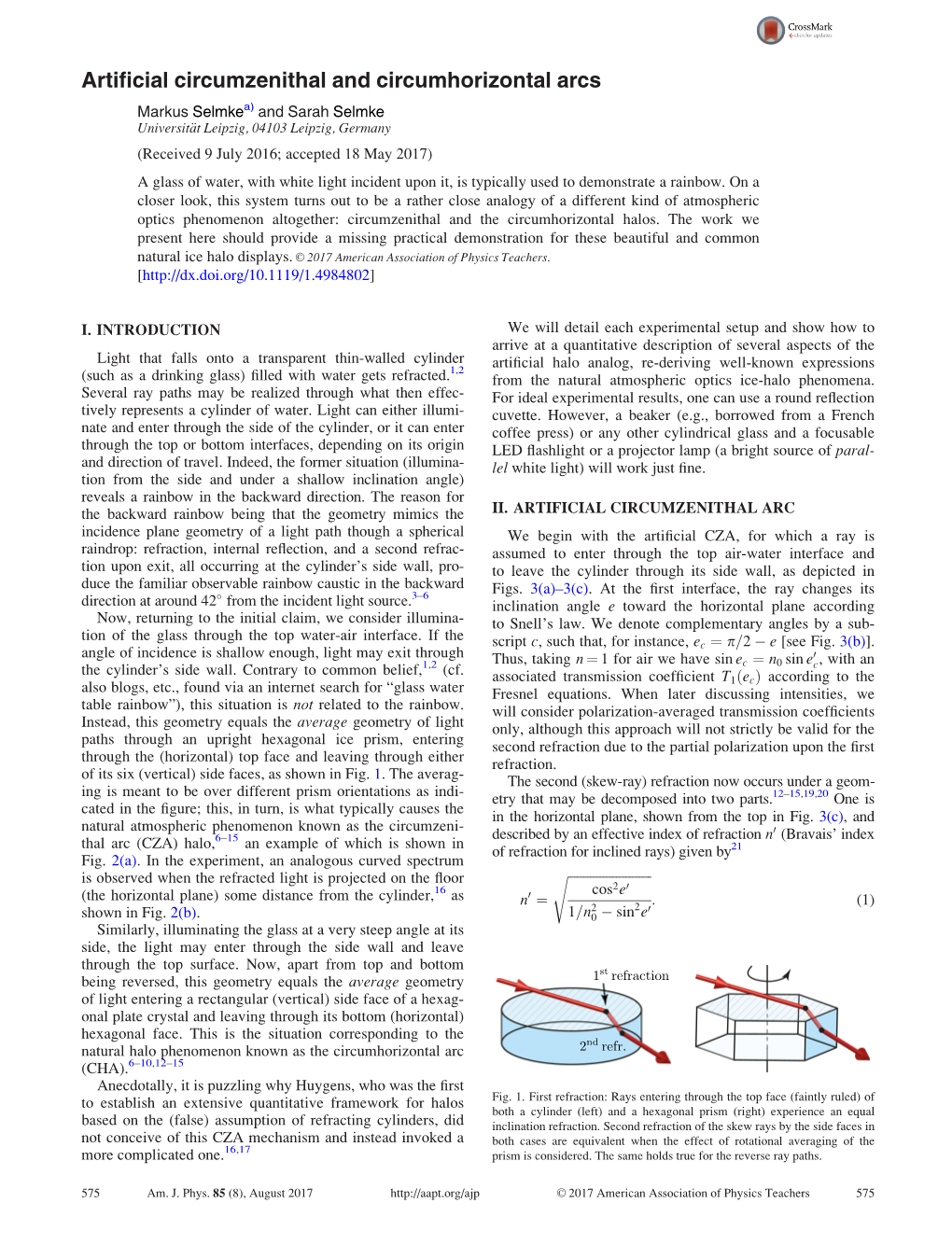 Artificial Circumzenithal and Circumhorizontal Arcs