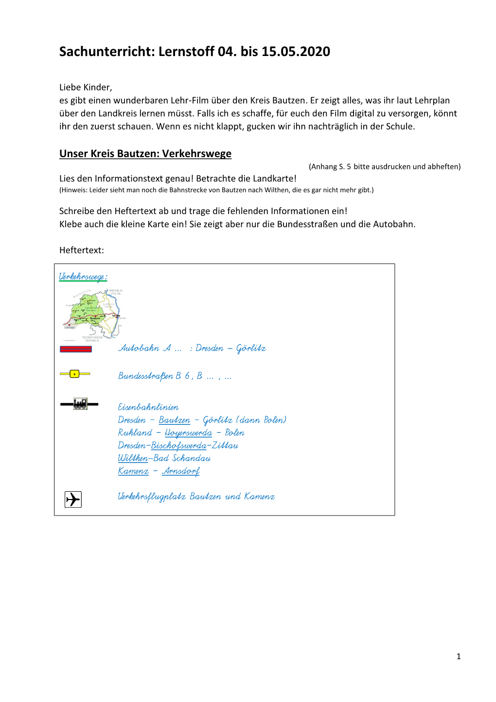 Sachunterricht: Lernstoff 04. Bis 15.05.2020