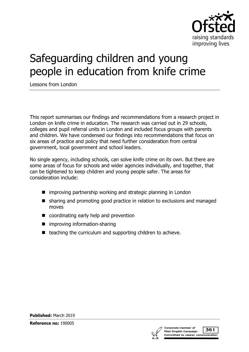 Knife Crime Safeguarding Children and Young People