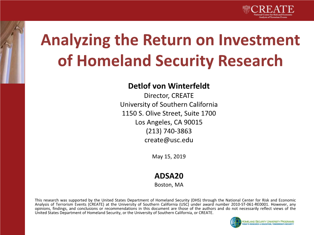 Analyzing the Return on Investment of Homeland Security Research