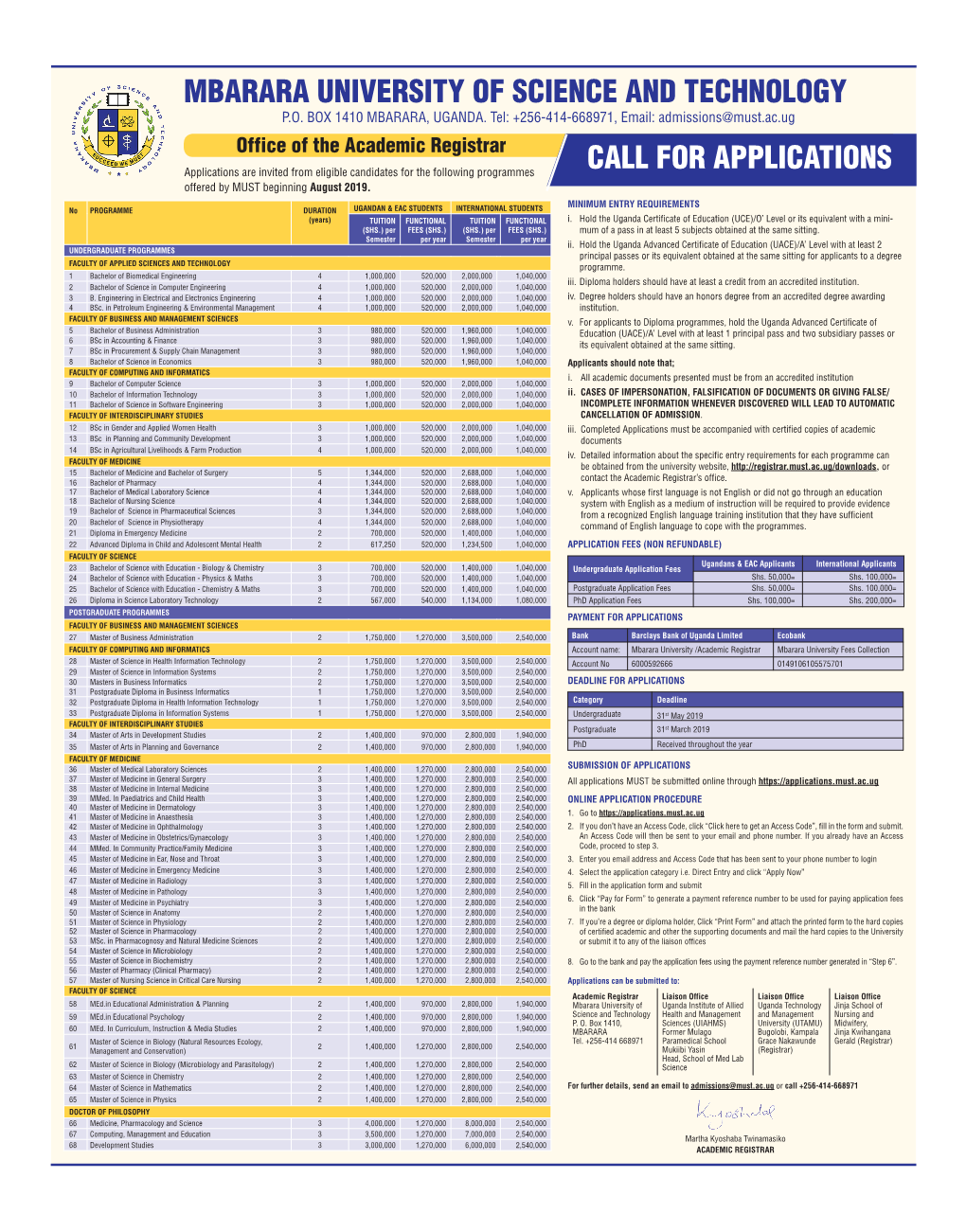 Mbarara University of Science and Technology P.O