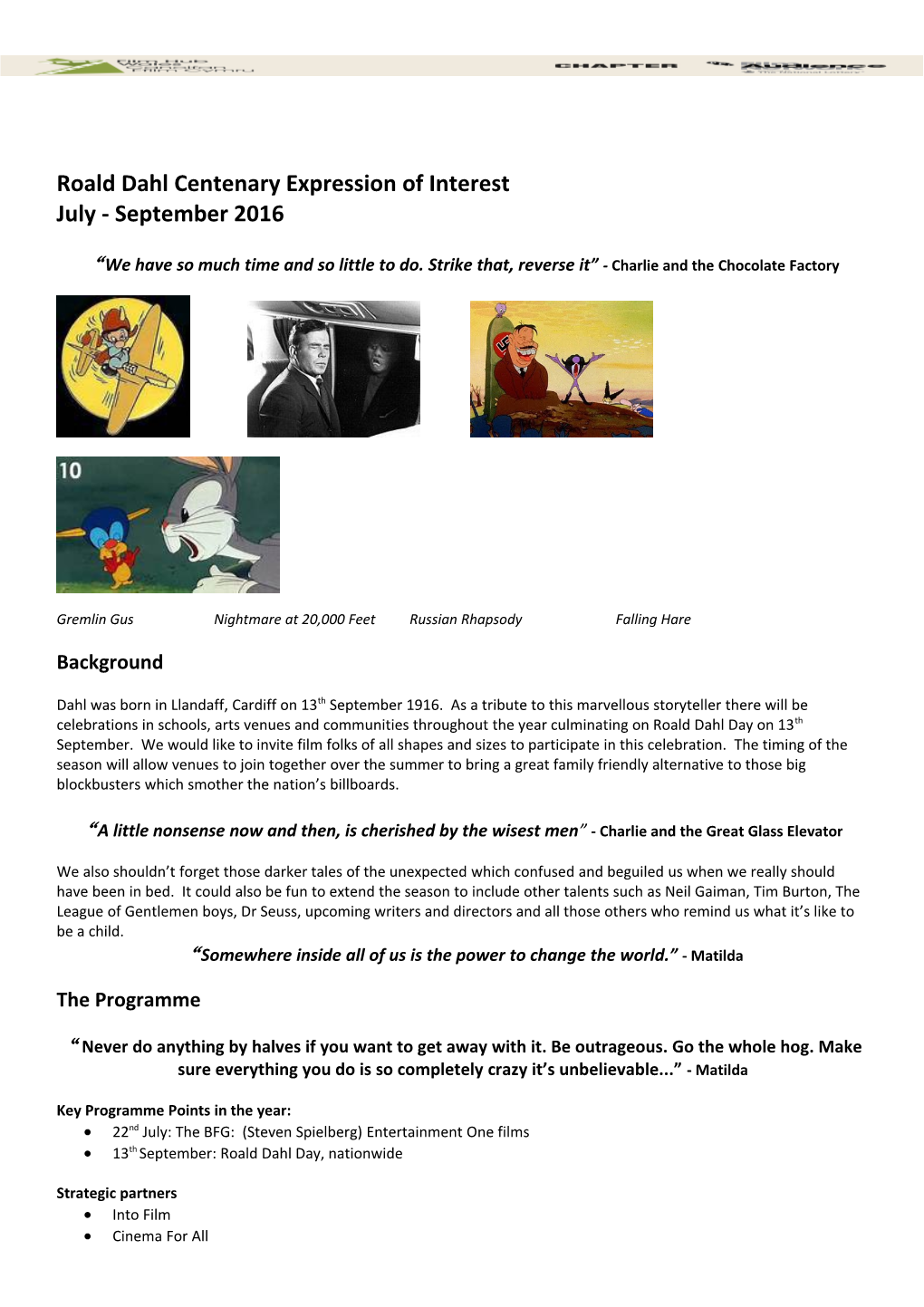 Roald Dahl Centenary Expression of Interest