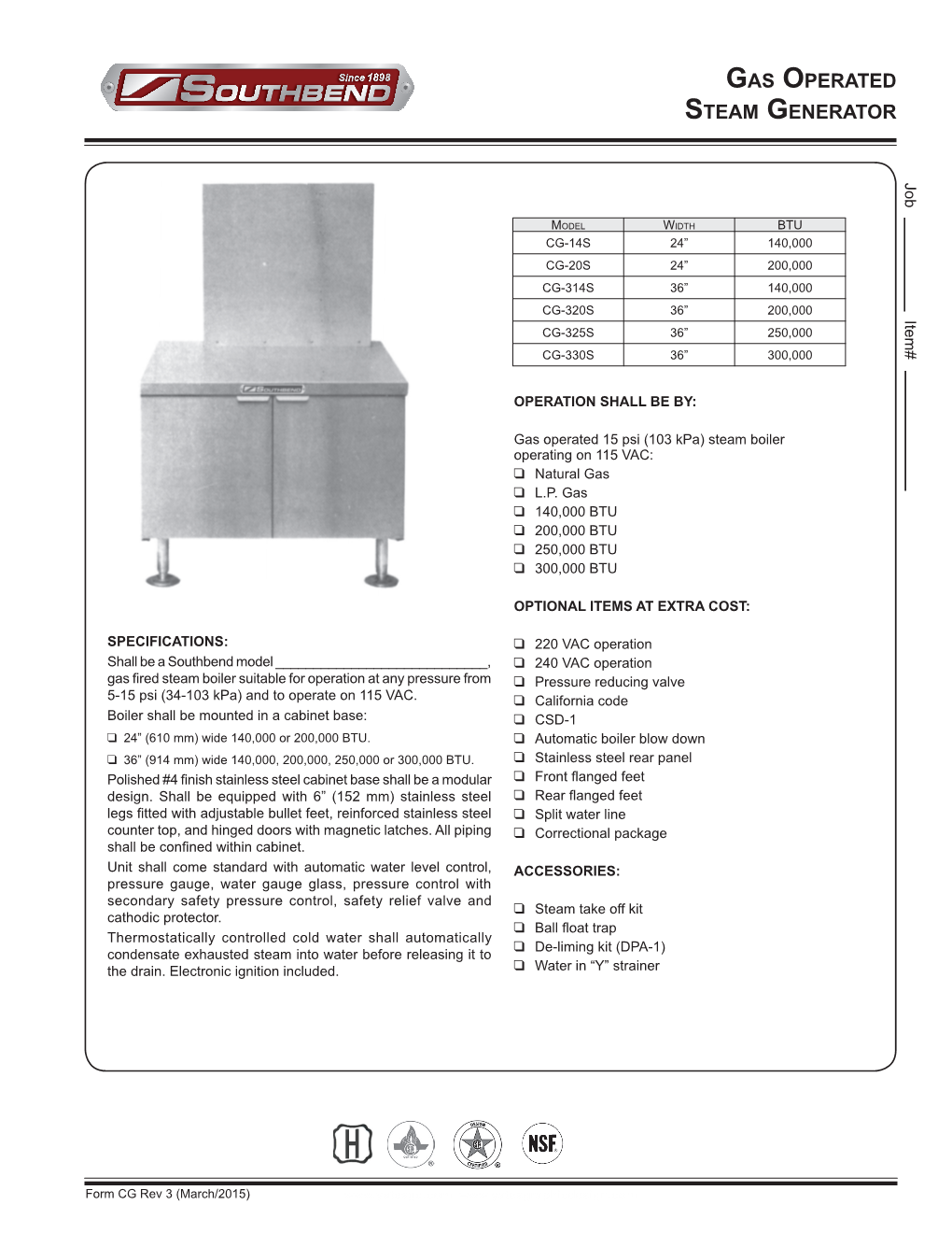 Gas Operated Steam Generator