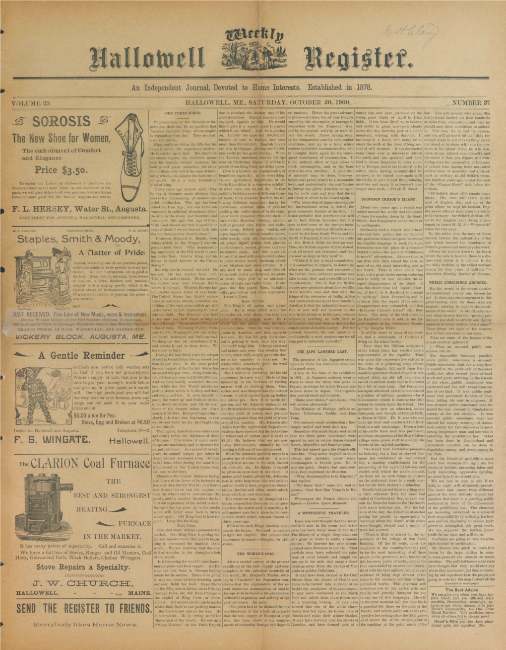 Hallowell Weekly Register : October 20, 1900