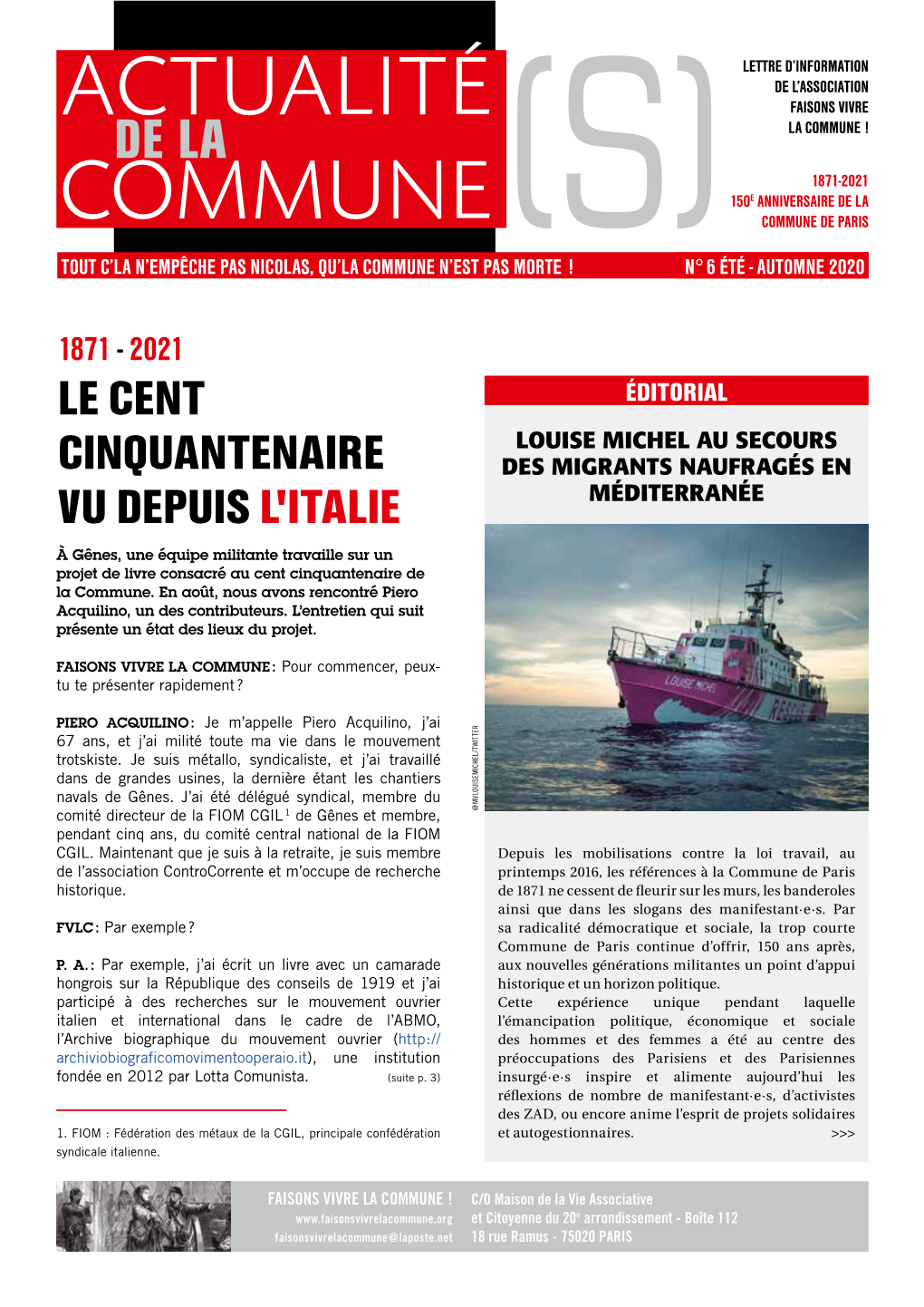 Actualité(S) De La Commune N°6 Été – Automne 2020