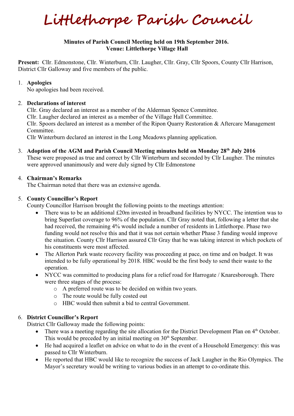 Littlethorpe Parish Council