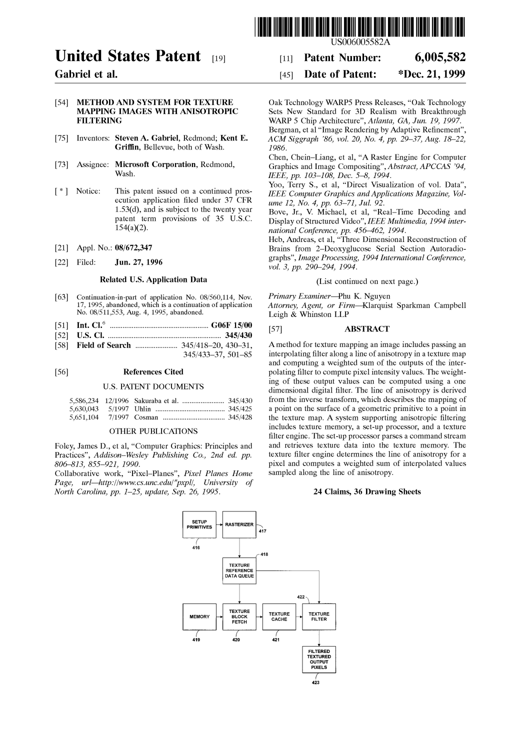 United States Patent 19 11 Patent Number: 6,005,582 Gabriel Et Al