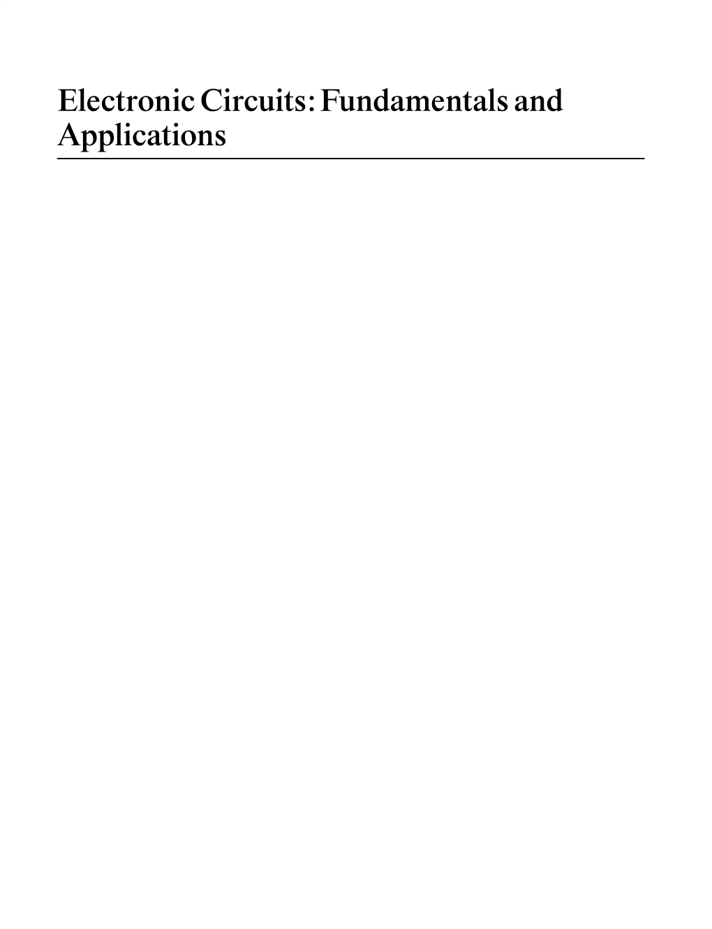 Electronic Circuits: Fundamentals and Applications