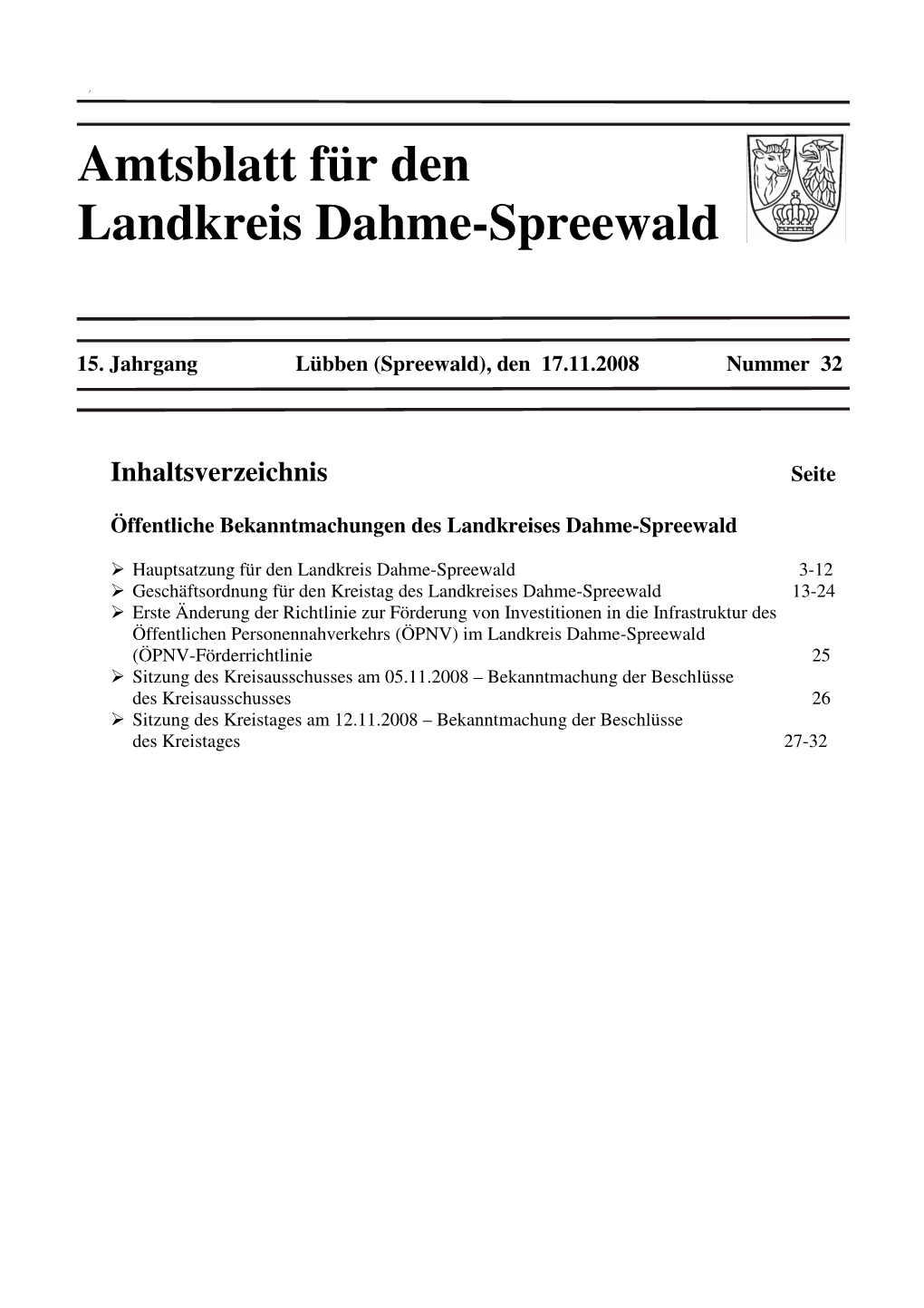 Amtsblatt Für Den Landkreis Dahme-Spreewald