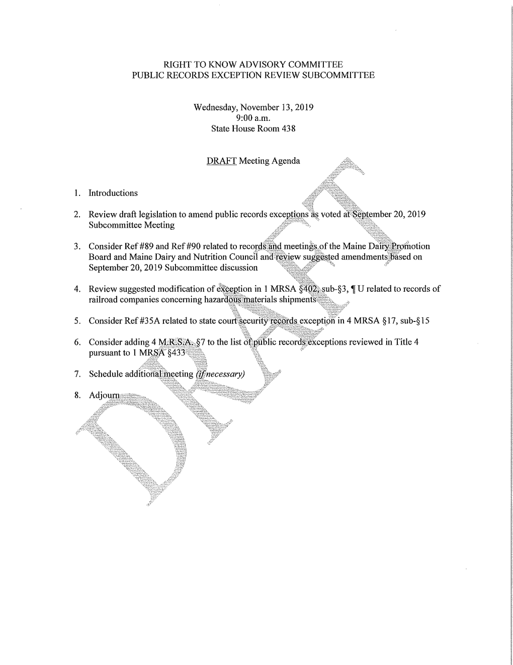 Right to Know Advisory Committee Public Records Exception Review Subcommittee