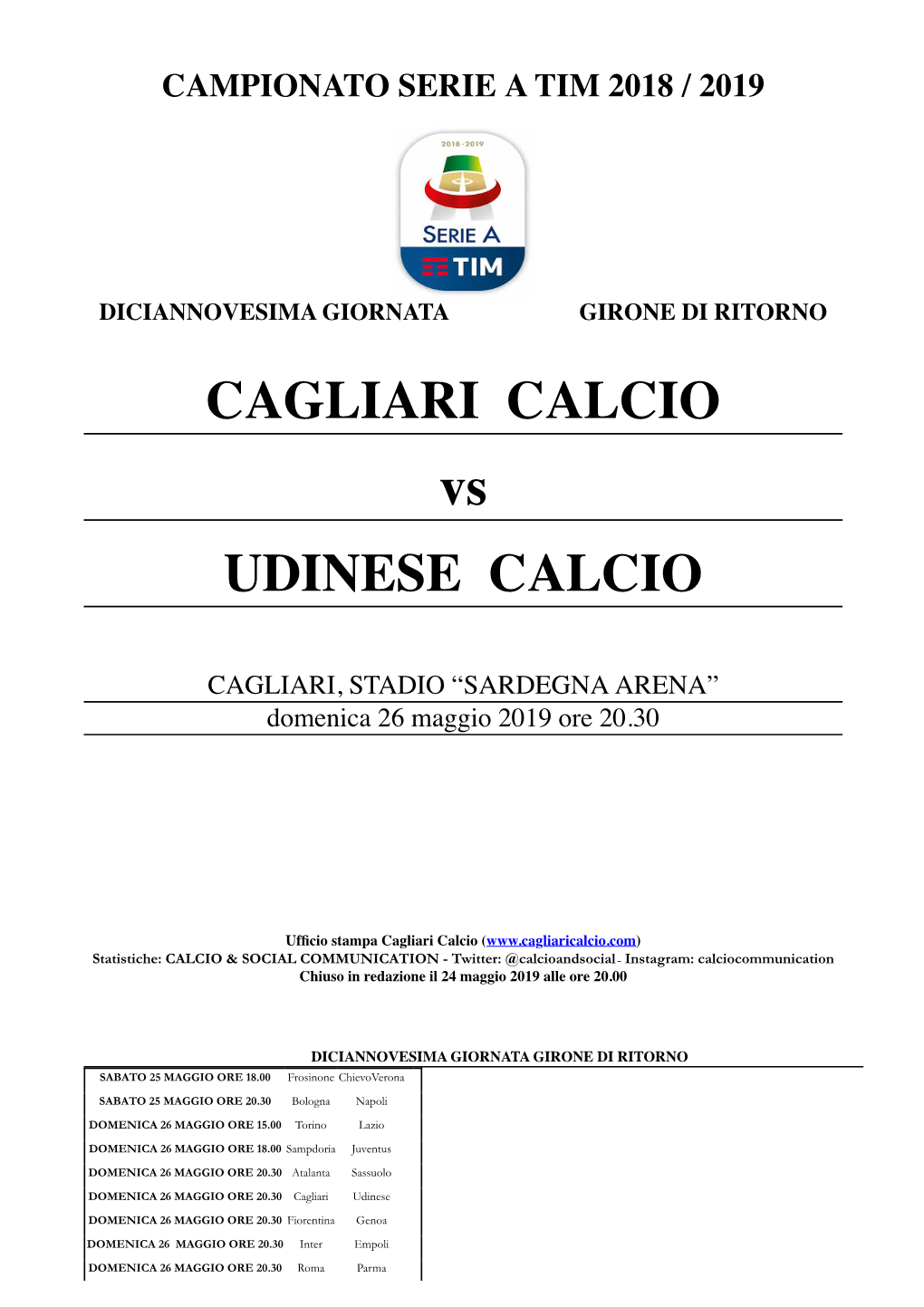 Cagliari-Udinese