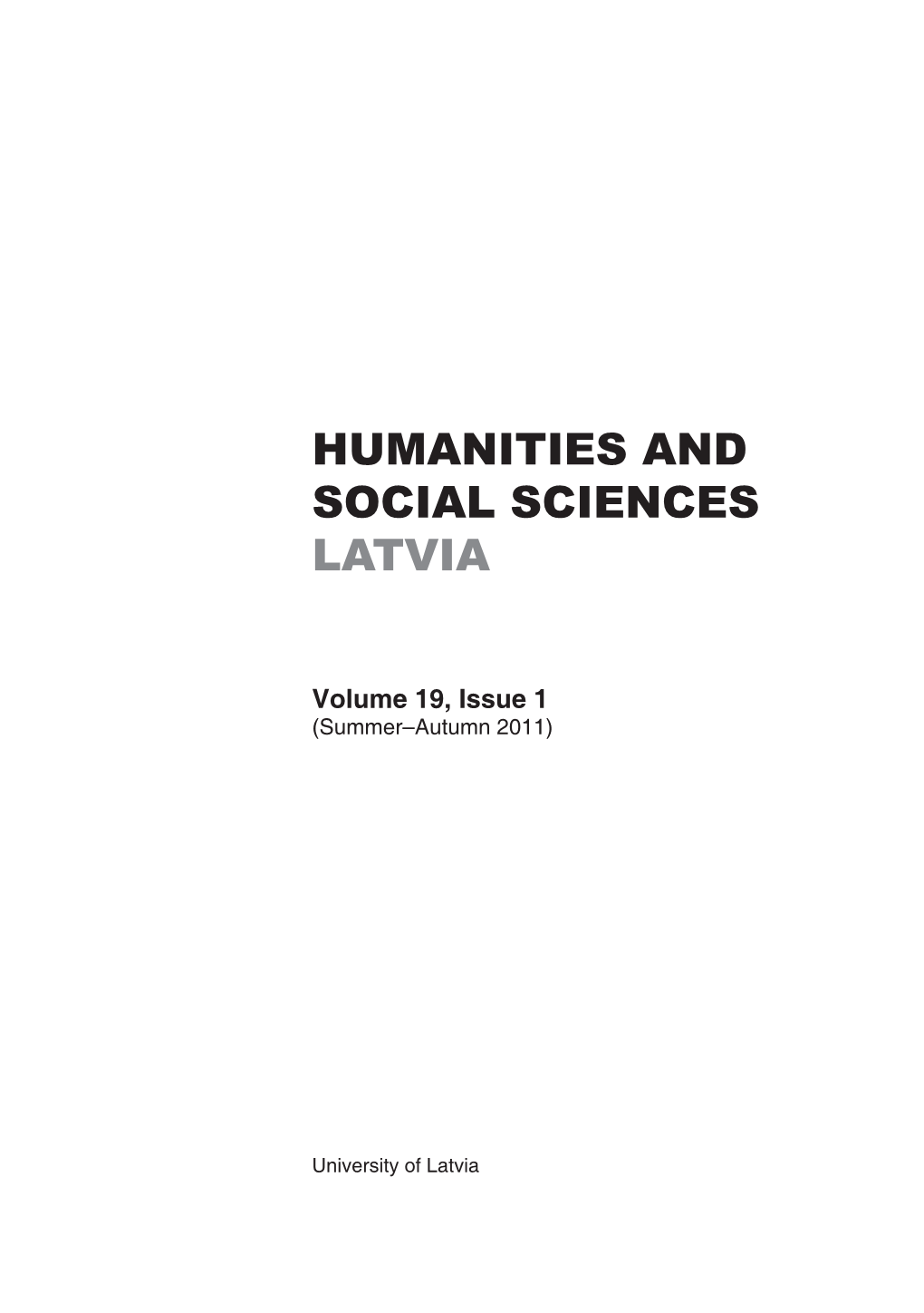Humanities and Social Sciences Latvia