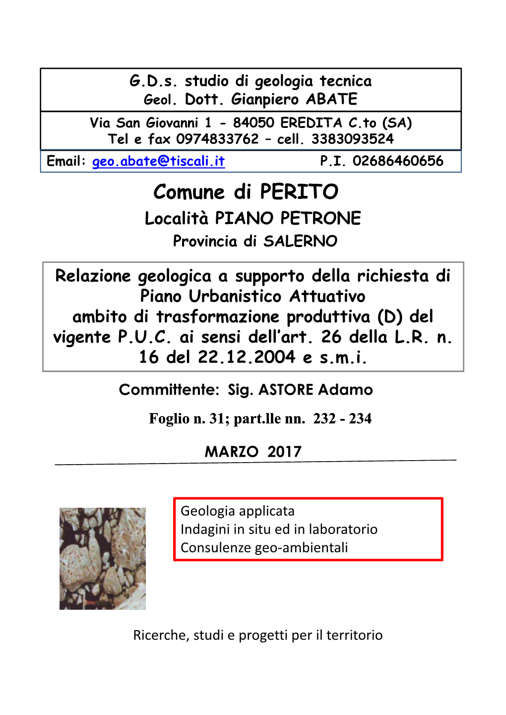 PI 02686460656 Comune Di PERITO Relazione Geologica a Supporto