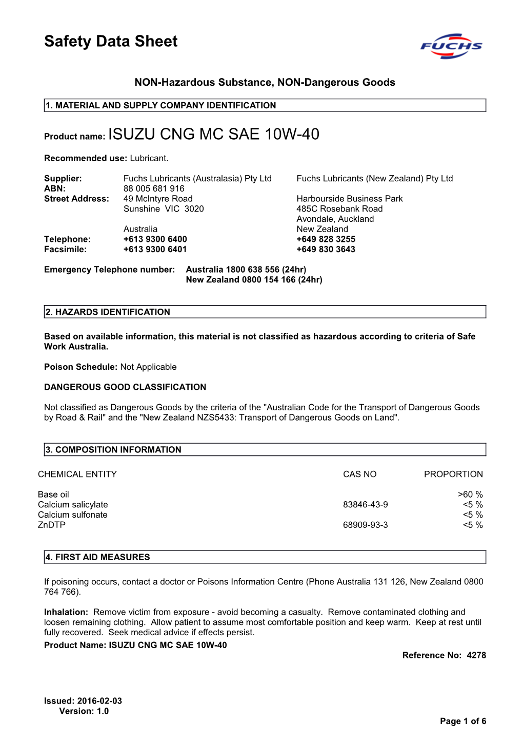 NON-Hazardous Substance, NON-Dangerous Goods