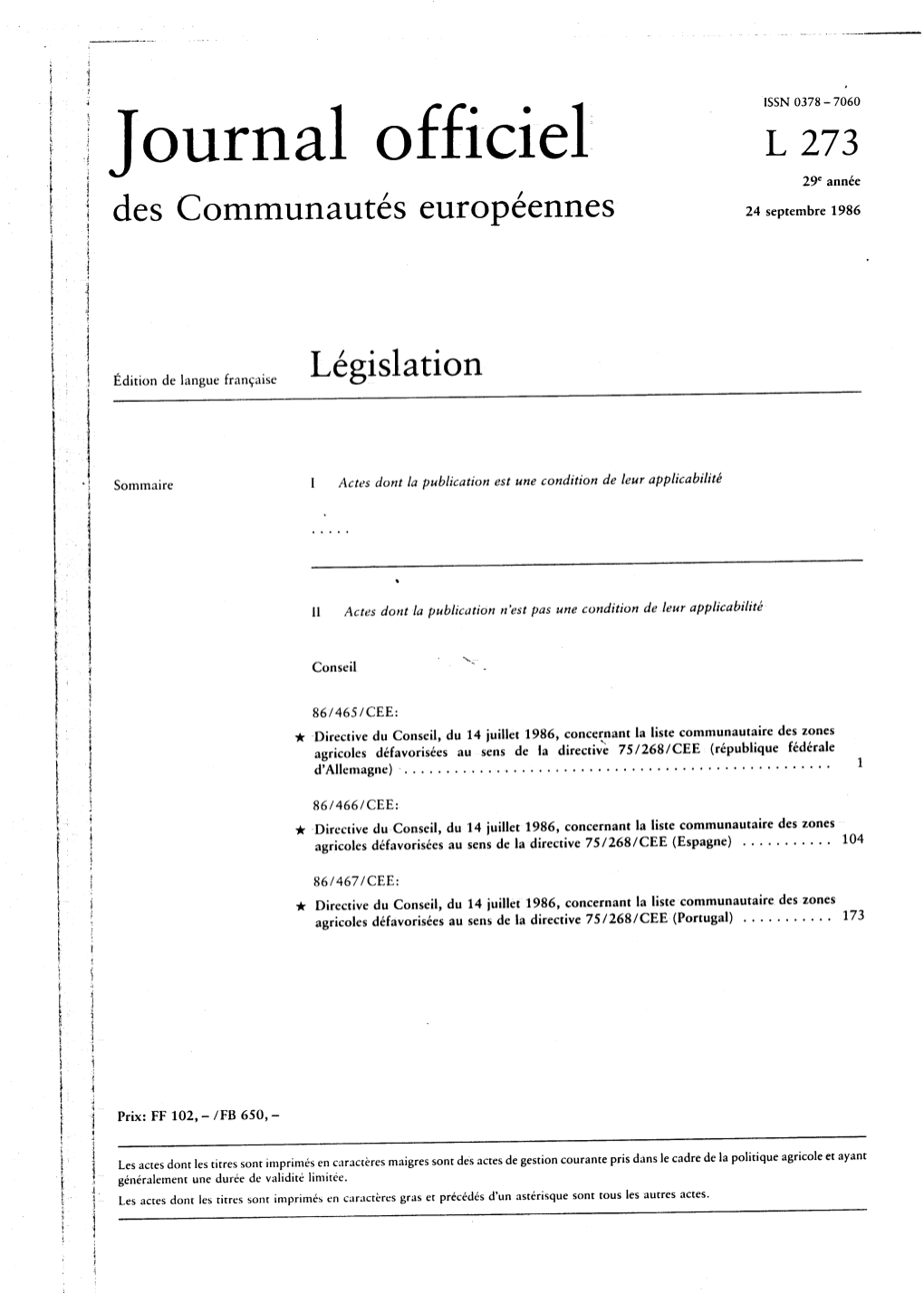 Journal Officiel L 273 29E Année Des Communautés Européennes 24 Septembre 1986